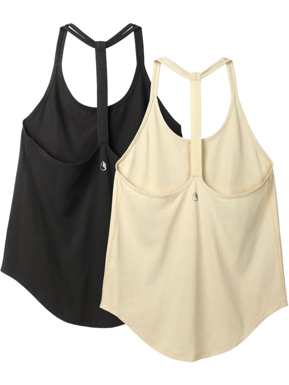 Workout Tank Tops Set of 2 Ivory and Black Size M
